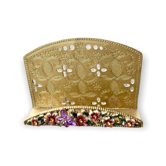 Enamel and Crystal Gold Tone Floral Desk Accessory - Picture 1 of 4
